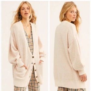 Free People Tops | Snow Oversized Chunky Boucle Knit Cardigan, Cream, (Size M)
